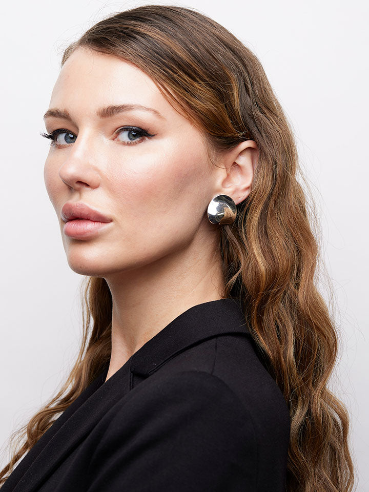 CHRISTIAN DIOR Silvertone Abstract Clip Earrings