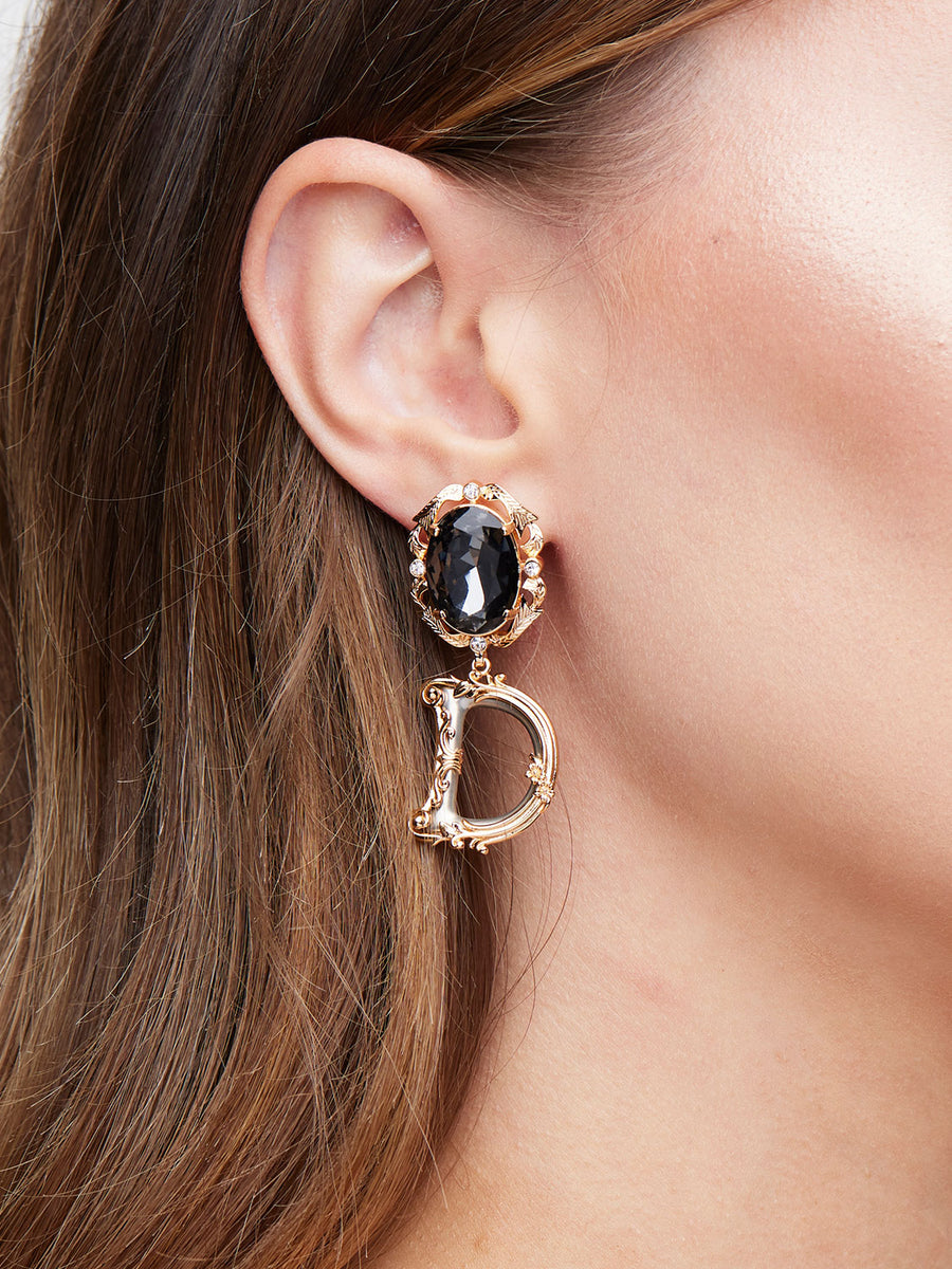 D&G Blue Rhinestone Logo Earrings Rental