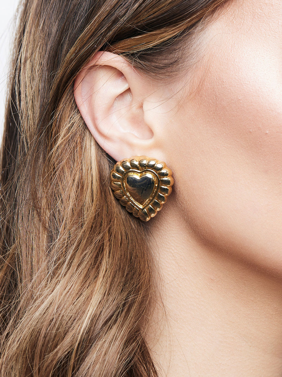 ESCADA 80's Gold Plated Heart Earrings