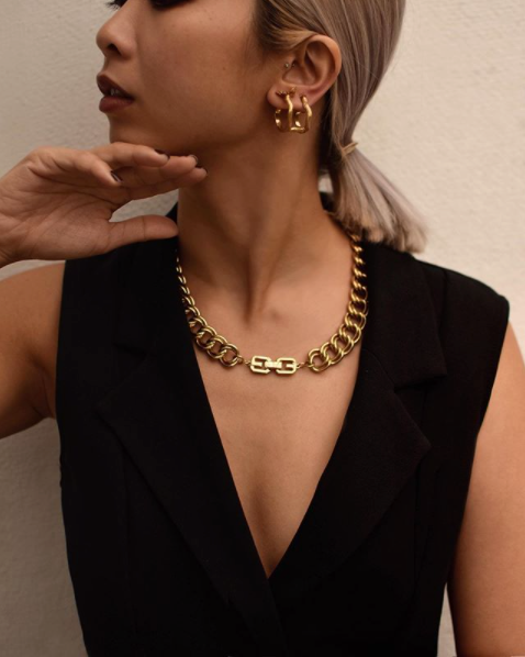 GIVENCHY Double Curb Goldtone Necklace