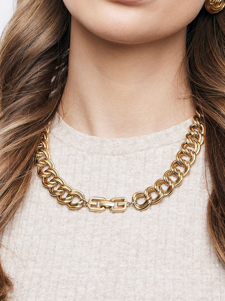 GIVENCHY Double Curb Goldtone Necklace