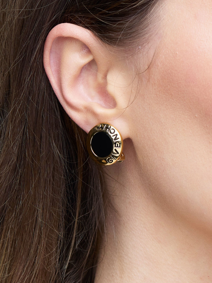 GIVENCHY Black Enamel Earrings