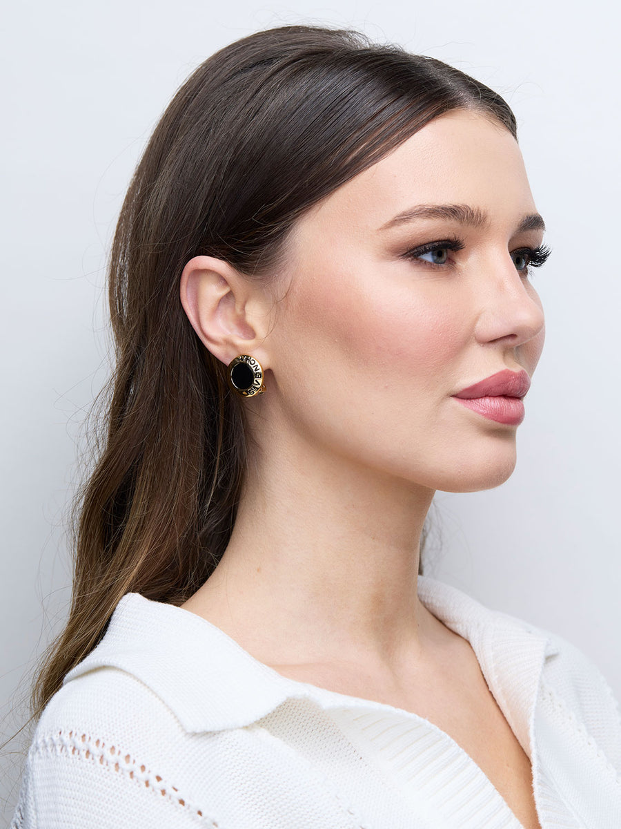 GIVENCHY Black Enamel Earrings