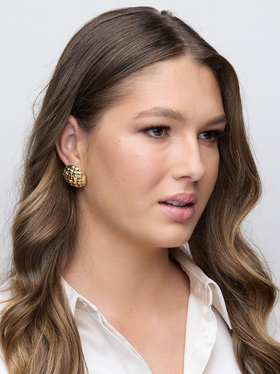 GIVENCHY Round Gold Tone Earrings