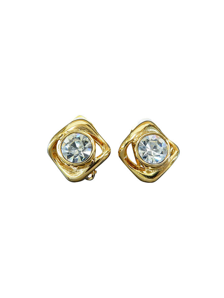 YSL Goldtone Crystal Earrings