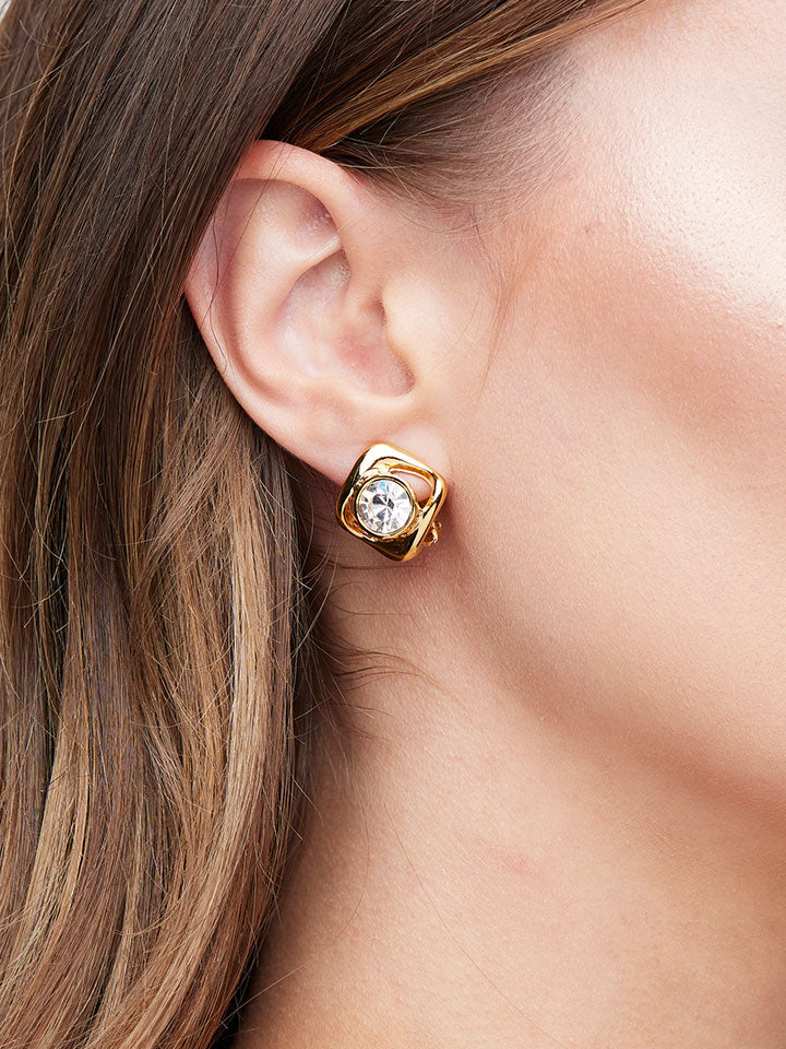 YSL Goldtone Crystal Earrings